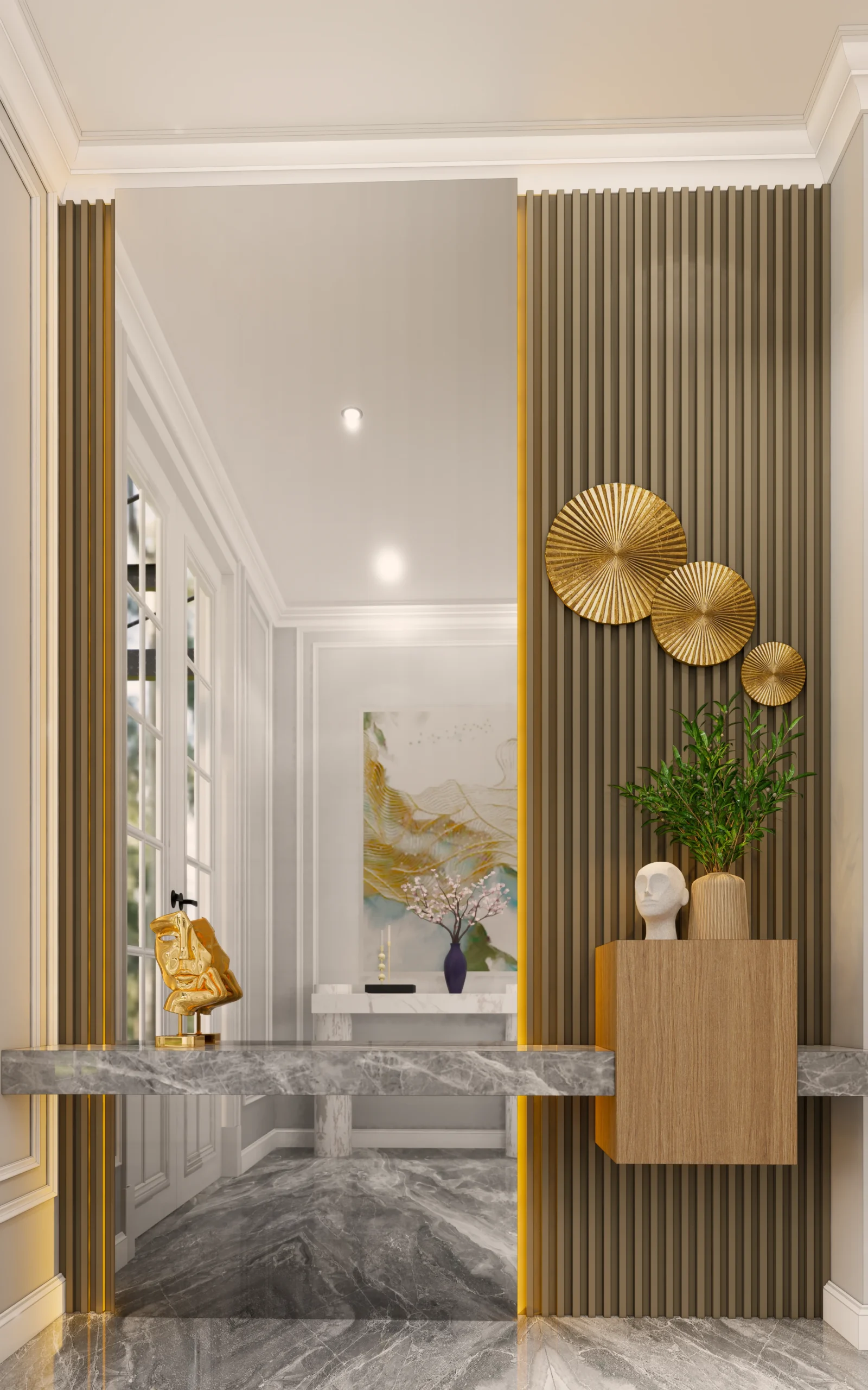 Ruangan dengan dinding yang dihias rapi untuk menciptakan suasana ruangan terasa seperti hotel tanpa renovasi besar.